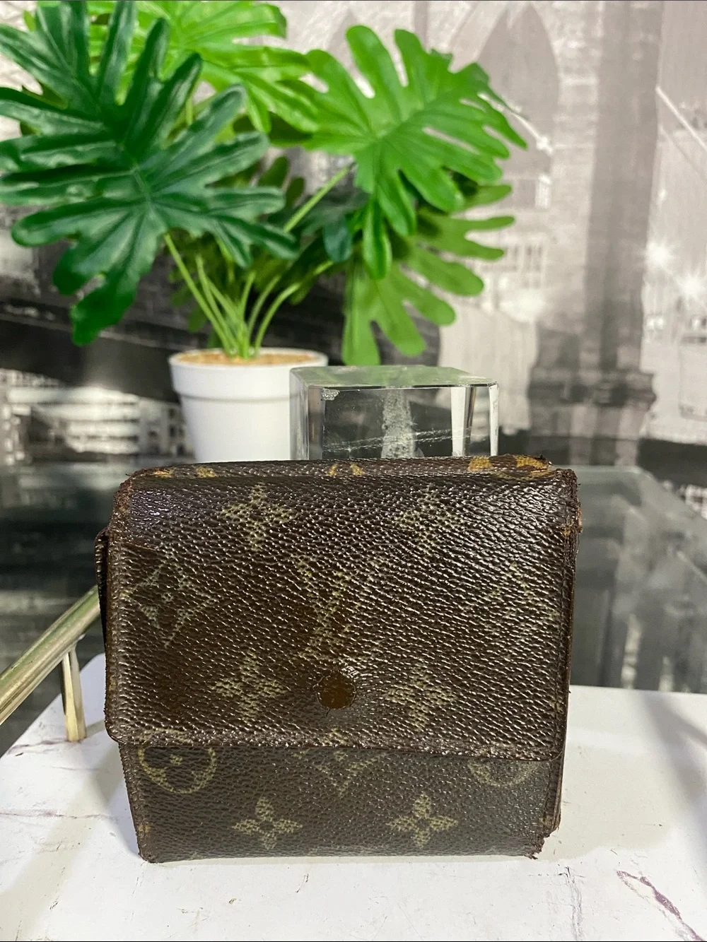 Louis Vuitton Brown Monogram Canvas Gold Chain Shoulder Bag